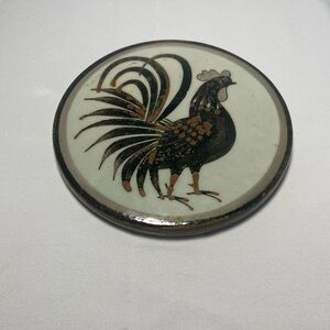 El Palomar Mexico Rooster Plate Hand Painted Signed Folk Art Ceramic